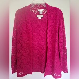 SUSAN GRAVER BURGUNDY TANK WITH JACKET  Size XS